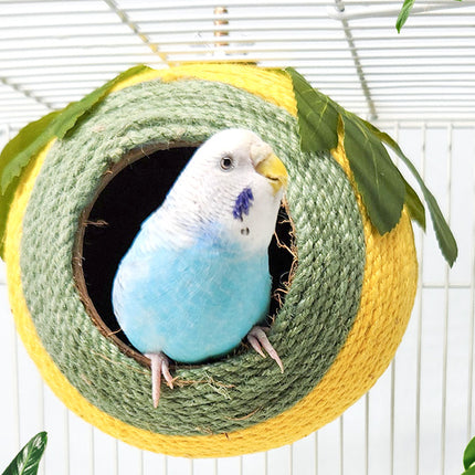 Bird Nest Parrot Nest Coconut Shell Braided Twine Colourful Cage Hanging Bed