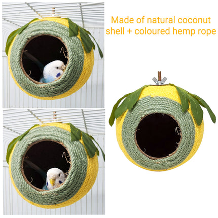 Bird Nest Parrot Nest Coconut Shell Braided Twine Colourful Cage Hanging Bed