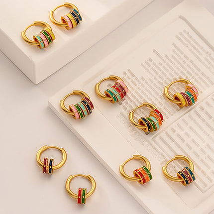 Colourful Enamel Hoop Earrings or Pendant Necklace Fashion Jewellery Gift