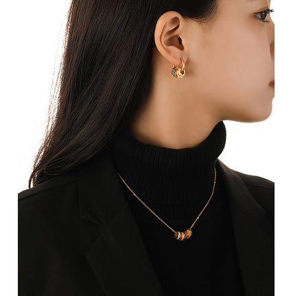 Colourful Enamel Hoop Earrings or Pendant Necklace Fashion Jewellery Gift