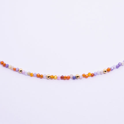 Colourful Zircon Beaded Necklace with Butterfly Pendant Adjustable Chain