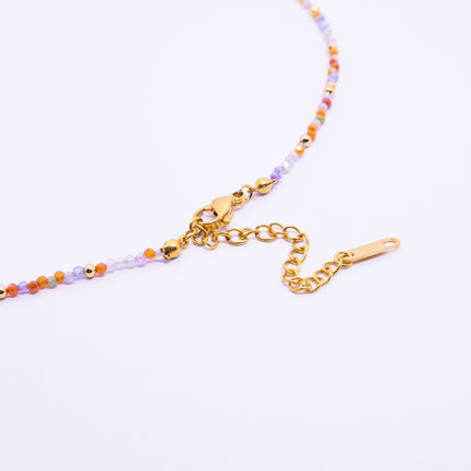 Colourful Zircon Beaded Necklace with Butterfly Pendant Adjustable Chain