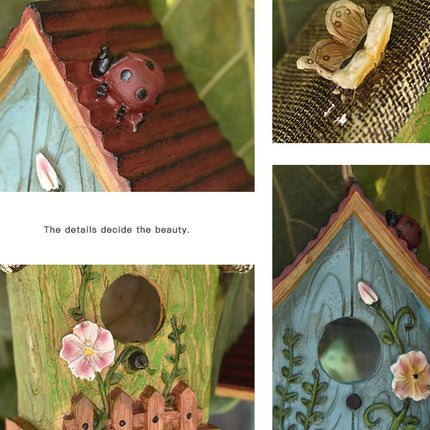 Handmade Birdhouse Resin Cute Patio Garden Hanging Nest Decoration for Outdoors