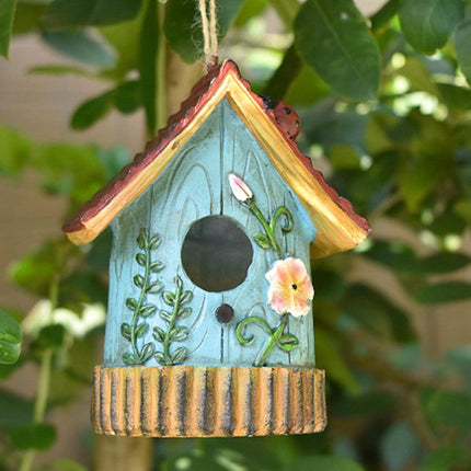 Handmade Birdhouse Resin Cute Patio Garden Hanging Nest Decoration for Outdoors