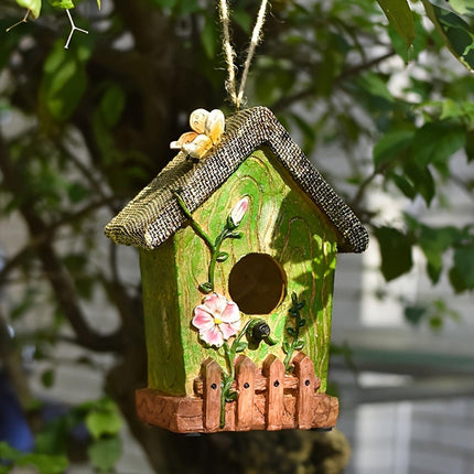 Handmade Birdhouse Resin Cute Patio Garden Hanging Nest Decoration for Outdoors