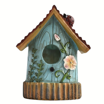 Handmade Birdhouse Resin Cute Patio Garden Hanging Nest Decoration for Outdoors