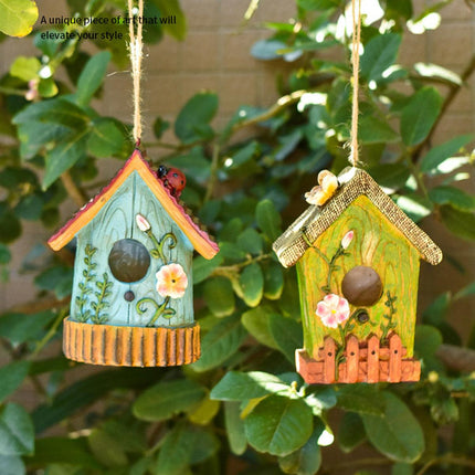 Handmade Birdhouse Resin Cute Patio Garden Hanging Nest Decoration for Outdoors