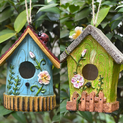 Handmade Birdhouse Resin Cute Patio Garden Hanging Nest Decoration for Outdoors
