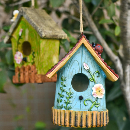Handmade Birdhouse Resin Cute Patio Garden Hanging Nest Decoration for Outdoors