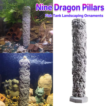Fish Tank Decoration Nine Dragon Column Chinese Style Ornament For Aquarium Use