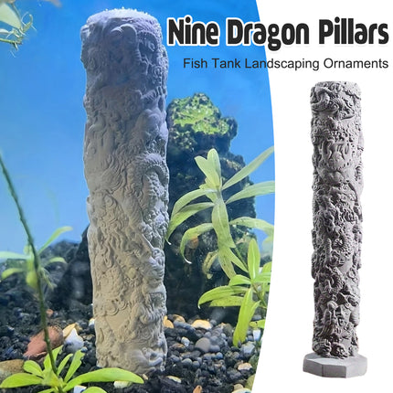 Fish Tank Decoration Nine Dragon Column Chinese Style Ornament For Aquarium Use