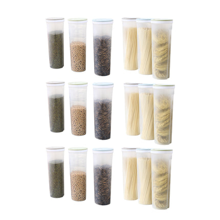 18PCS PP Pasta Storage Containers Pantry Organiser Set with Rotating Lid 3 Colours
