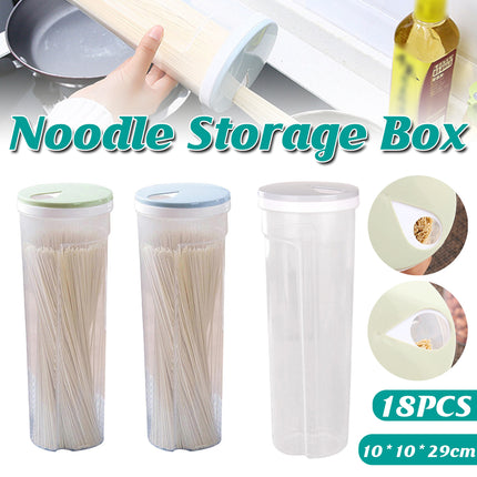 18PCS PP Pasta Storage Containers Pantry Organiser Set with Rotating Lid 3 Colours