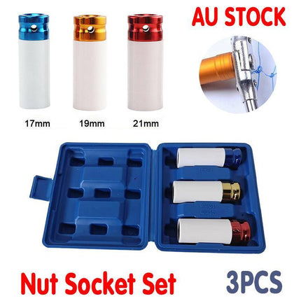 3Pcs Alloy Wheel Deep Impact Nut Socket Set 17Mm 19Mm 21Mm 1/2" Nylon Sleeve Au - Aimall