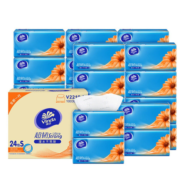 24 Packs Of Three Dimensional Cotton Tough 4D Embossed Facial Tissues