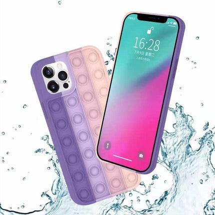 Purple-Pink Pop Fidget Toys Push It Bubble Phone Case For iPhone 7 8 Plus X XR 11 12 Pro Max - Aimall