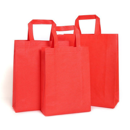 100PCS Reusable Non Woven Shopping Bags Eco Friendly Washable Tote Bags Red
