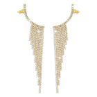 Bling Dangle Drop Tassel Earrings Long Tassel Rhinestone Rhinestone Earrings - Aimall