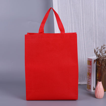 100PCS Reusable Non Woven Shopping Bags Eco Friendly Washable Tote Bags Red