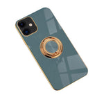 Grey Luxury Shockproof Silicone Ring Case Stand Cover For iPhone 14 13 12 11 Pro Max - Aimall