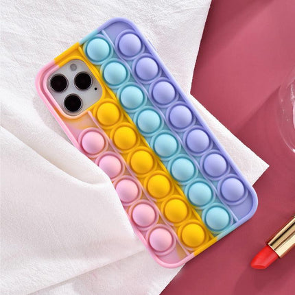 Rainbow Pop Fidget Toys Push It Bubble Phone Case For iPhone 7 8 Plus X XR 11 12 Pro Max - Aimall