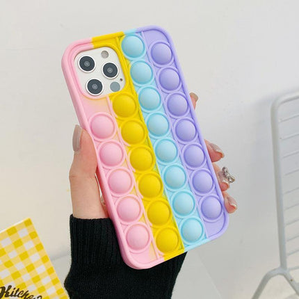 Rainbow Pop Fidget Toys Push It Bubble Phone Case For iPhone 7 8 Plus X XR 11 12 Pro Max - Aimall
