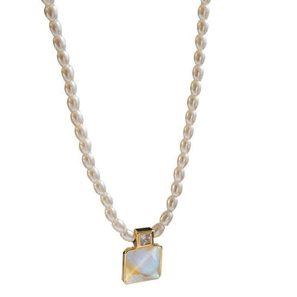 Retro Double Layer Women Necklace Pendant Necklace Clavicle Chain Pearl Choker - Aimall