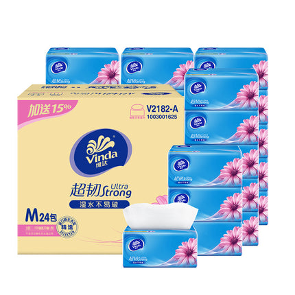 24 Packs Of Three Dimensional Cotton Tough 4D Embossed Facial Tissues