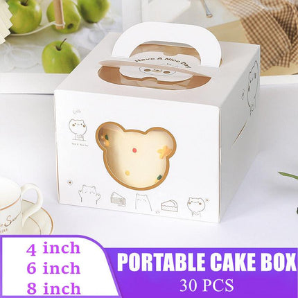 30PCS Bear Portable Cake Boxes Display Window Packing Case Party with Handle Birthday - Aimall
