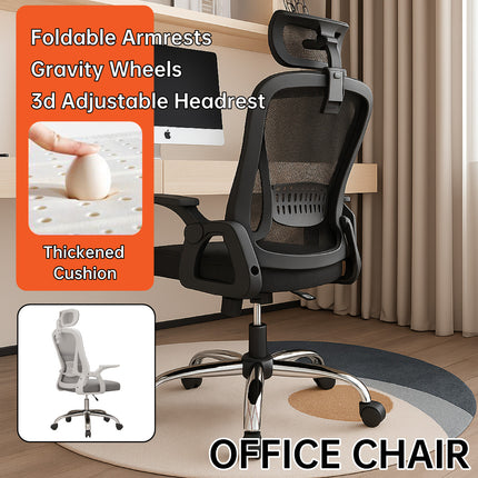 Ergonomic Office Chair Mesh Computer Desk Chair Adjustable 3D Headrest Foldable
