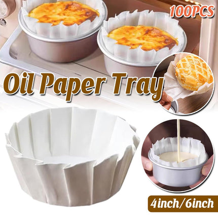100PCS Non Folding Non Stick Oil Proof Cake Paper Tray Baking Food Serving Plate