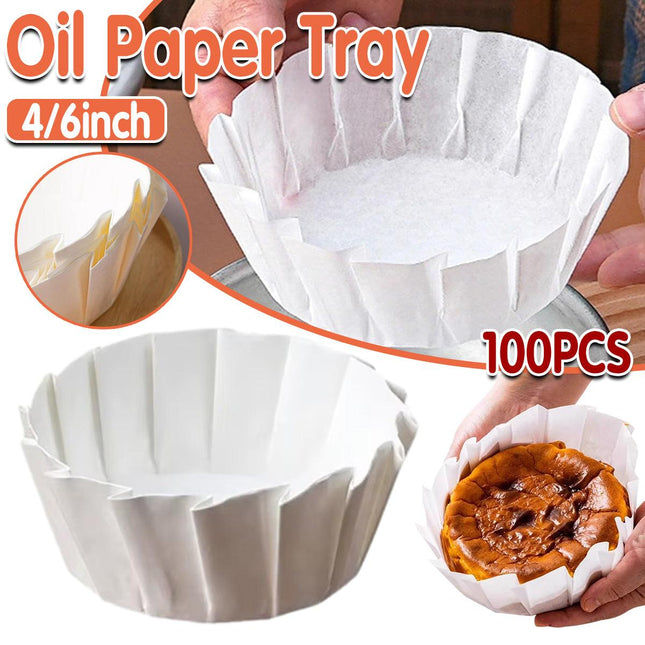 100PCS Non Folding Non Stick Oil Proof Cake Paper Tray Baking Food Serving Plate