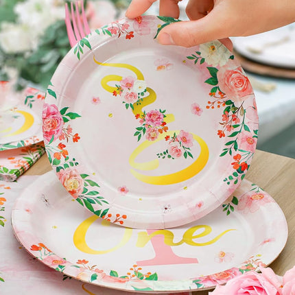 96pcs 1st Birthday Party Supplies Set Tableware Decorations for Birthday