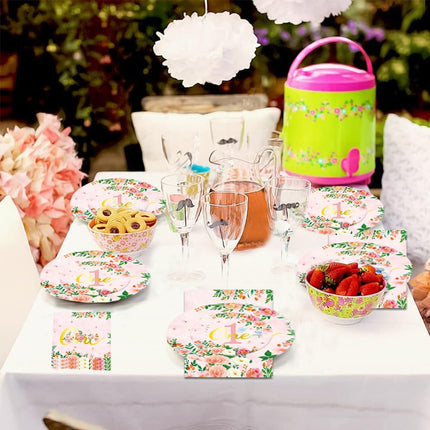 96pcs 1st Birthday Party Supplies Set Tableware Decorations for Birthday