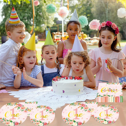 96pcs 1st Birthday Party Supplies Set Tableware Decorations for Birthday