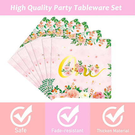 96pcs 1st Birthday Party Supplies Set Tableware Decorations for Birthday