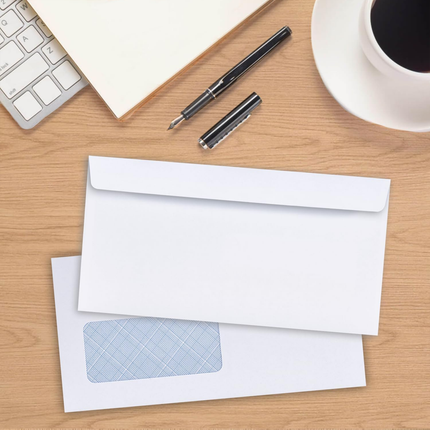 50PCS DL White Window Envelopes Self Seal Office School Mailer Paper Supplies