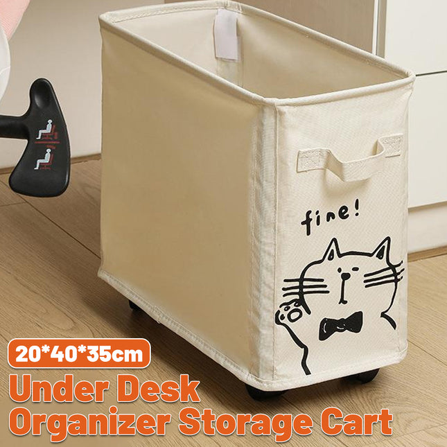 Storage Basket Under Bag Table Wheeled Trolley Movable Storage Basket for Home