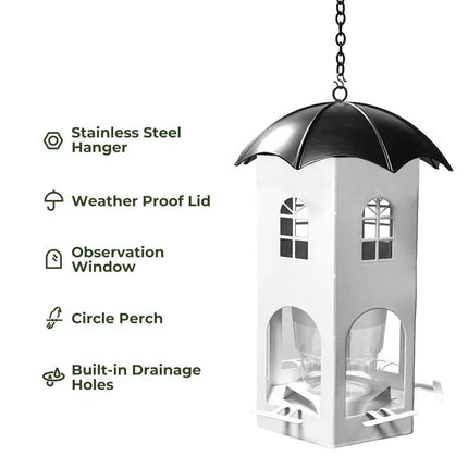 Outdoor Hanging Bird Feeder Dourtyard Decoration with Waterproof Lid Durable