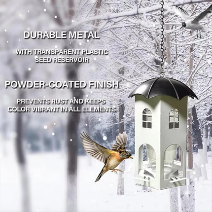 Outdoor Hanging Bird Feeder Dourtyard Decoration with Waterproof Lid Durable