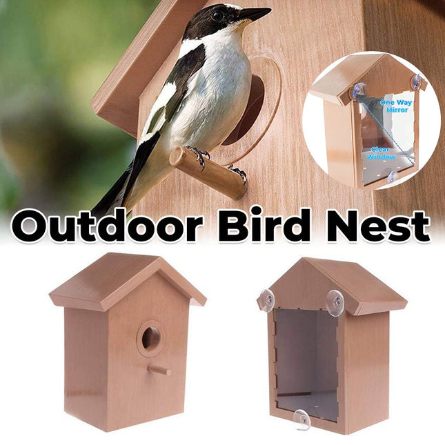 Window Bird Nest House One Way Mirror Suction Cup Outdoor Observation 21cm