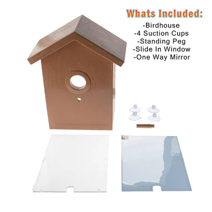 Window Bird Nest House One Way Mirror Suction Cup Outdoor Observation 21cm