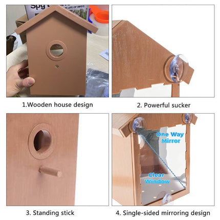 Window Bird Nest House One Way Mirror Suction Cup Outdoor Observation 21cm