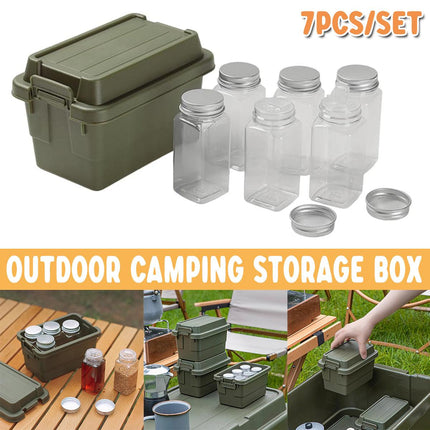7pcs Portable Spice Bottle Set Travel BBQ Camping Storage Container Organizer
