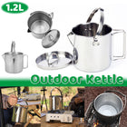 1.2L Portable Stainless Steel Camping Kettle Cookware For Hiking Outdoor Picnic