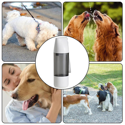 Pet Water Bottle Leakproof 350ml with 120ml Food Compartment White