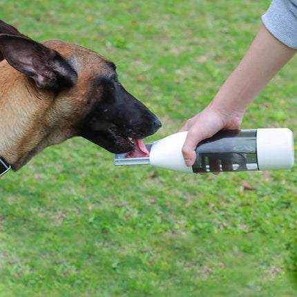 Pet Water Bottle Leakproof 350ml with 120ml Food Compartment White