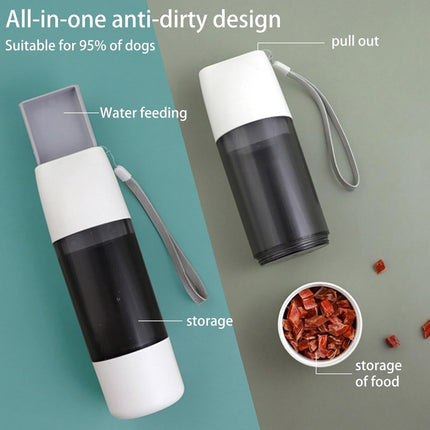 Pet Water Bottle Leakproof 350ml with 120ml Food Compartment White