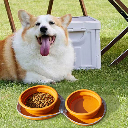 Pet Travel Feeding Bowl Set Portable Foldable Dog Cat Food Water Dish Outdoor