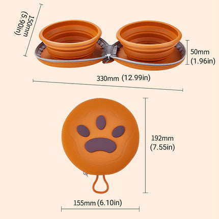 Pet Travel Feeding Bowl Set Portable Foldable Dog Cat Food Water Dish Outdoor